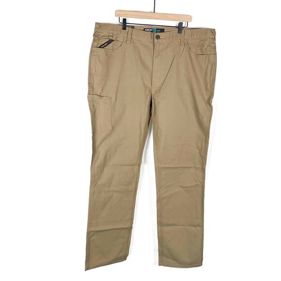 Ariat Rebar M7 Slim Pants Khaki Made Tough Straight Leg Sz 42 x 36 Men's - Picture 3 of 10